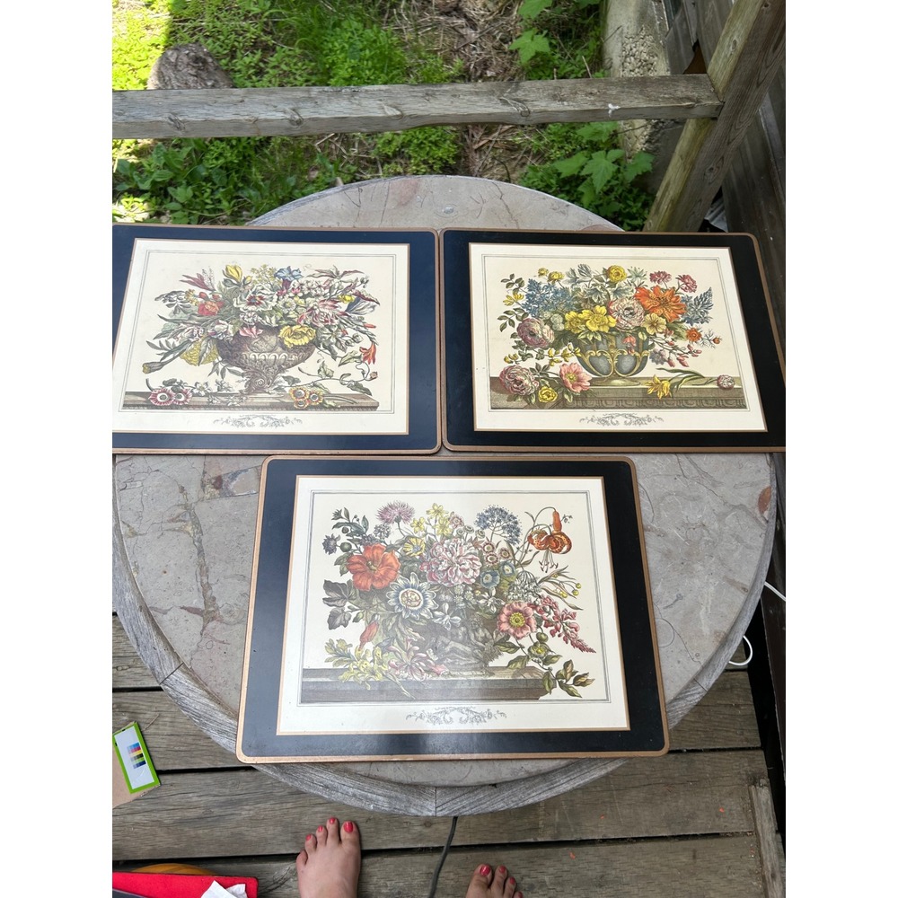 Vintage Floral Placemats Large Multicolor Botanical Print Cork Back Pimpernel